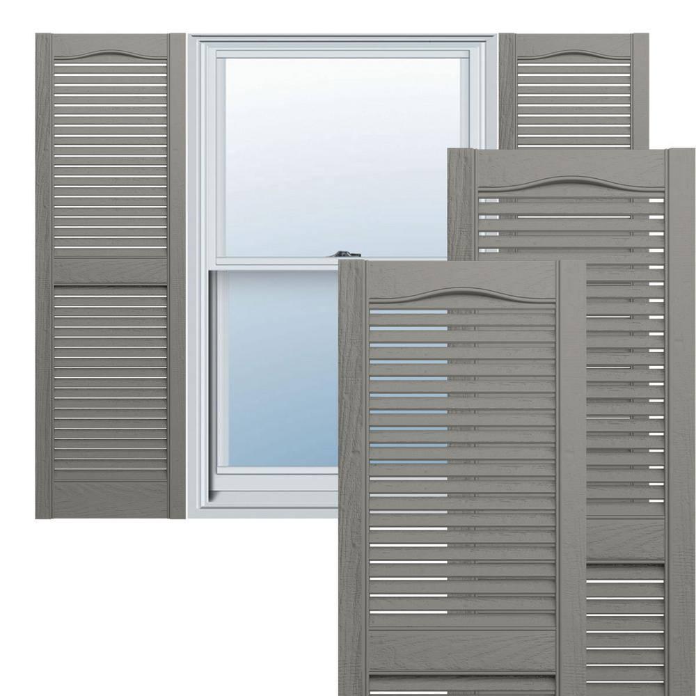 12 in. x 31 in. Louvered Vinyl Exterior Shutters Pair in Clay