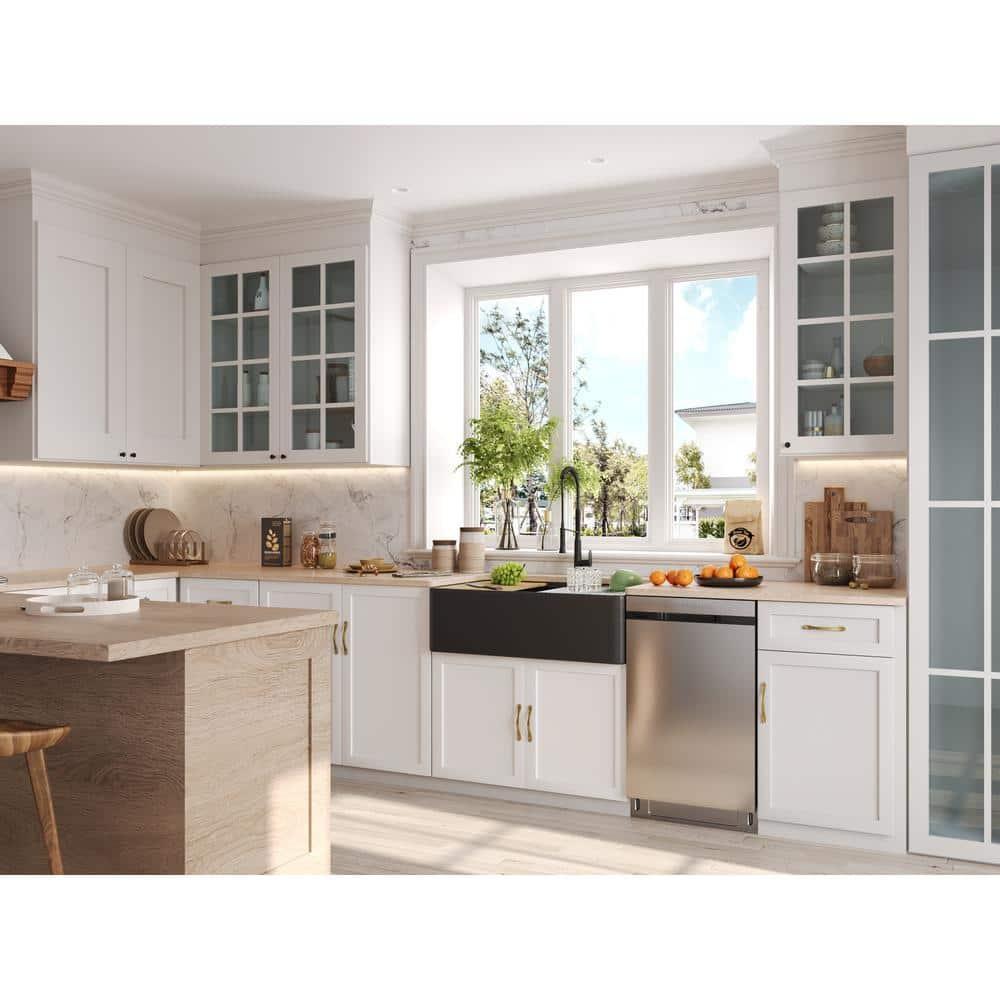 DeerValley 33" L X 20" W Double Basin Workstation Farmhouse Kitchen Sink With Sink Grid, Cutting Board And Dish-Drying Rack