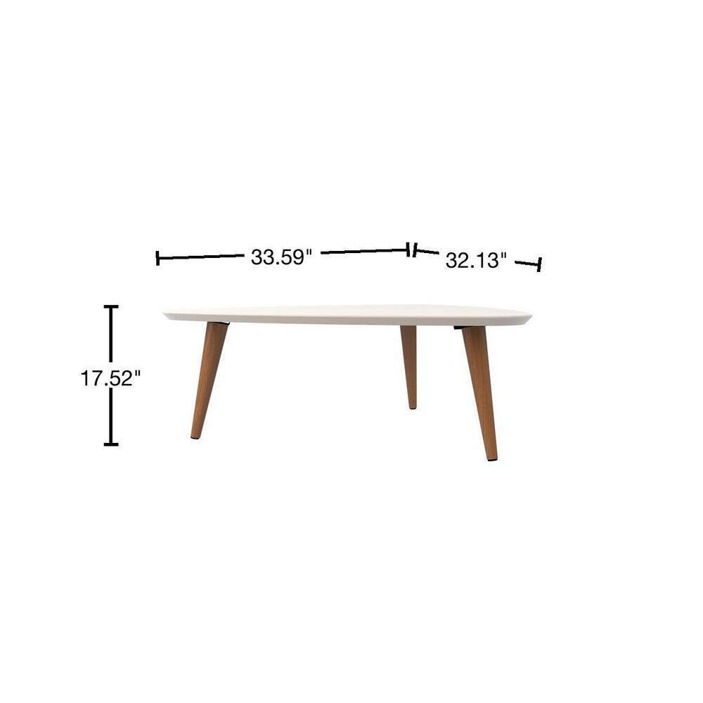 Manhattan Comfort 11.81" Utopia High Triangle Coffee Table with Splayed Legs Off-White: Mid-Century Modern, MDF Construction