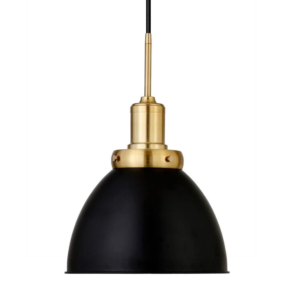 Evelyn&Zoe 12" Black/Brass Metal Pendant