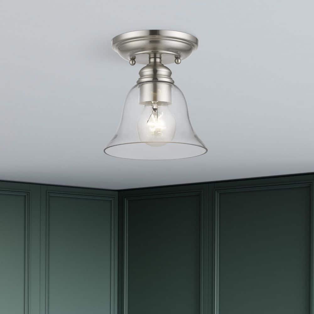Livex Lighting Moreland 1 - Light Semi-Flush Mount in  Brushed Nickel