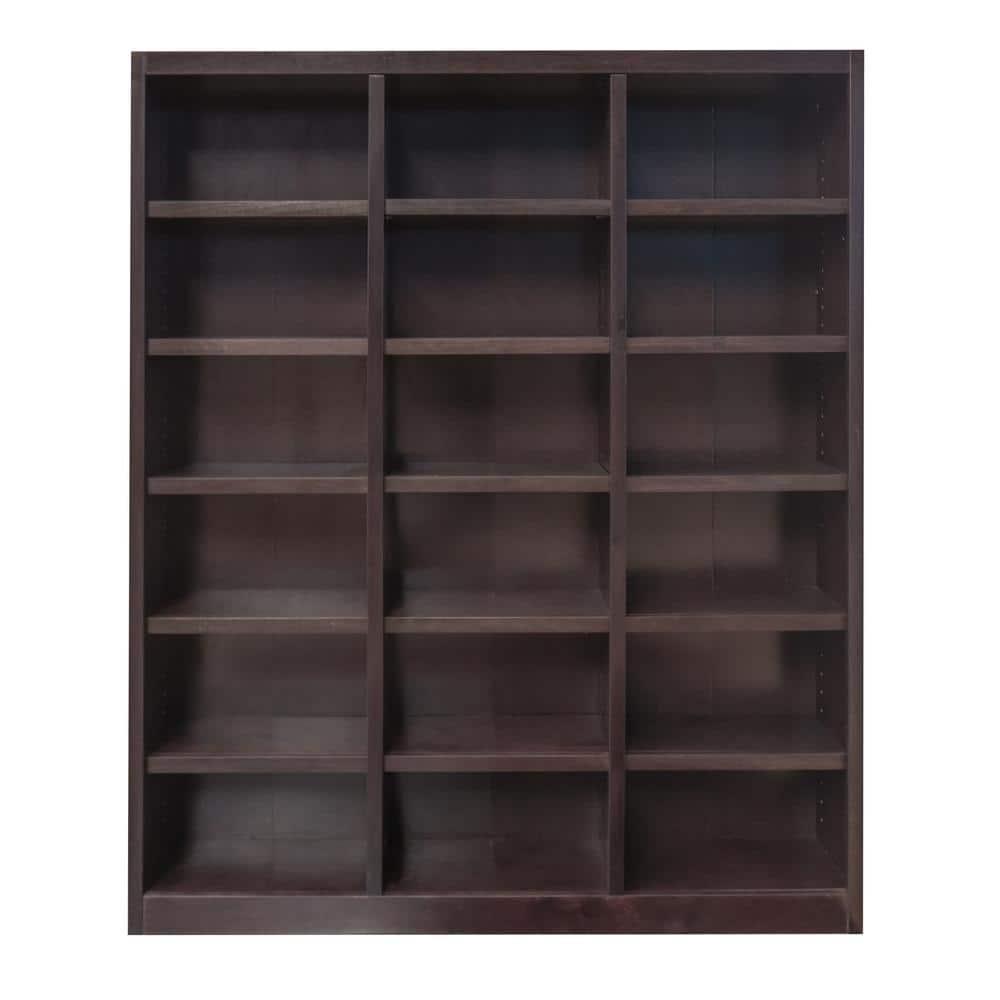 Winston Porter Aliette Triple Wide Wood Bookcase, 18 Bookshelf, 84 inch Tall Storage and Display Bookshelf for Home Office and Living Room