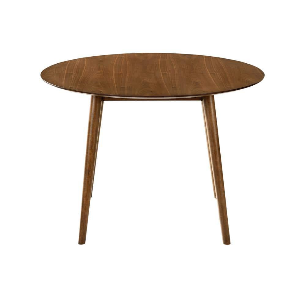 Armen Living Arcadia 42" Round Contemporary Wood Dining Table in Walnut