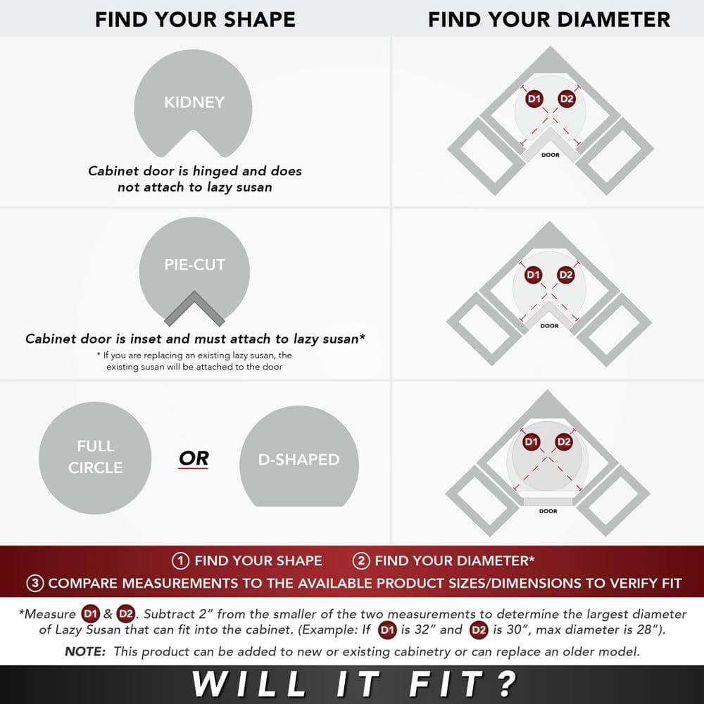 Rev-A-Shelf Rev-A-Shelf Solid Surface Kidney Lazy Susan for Corner Base Cabinet with Swivel Bearing