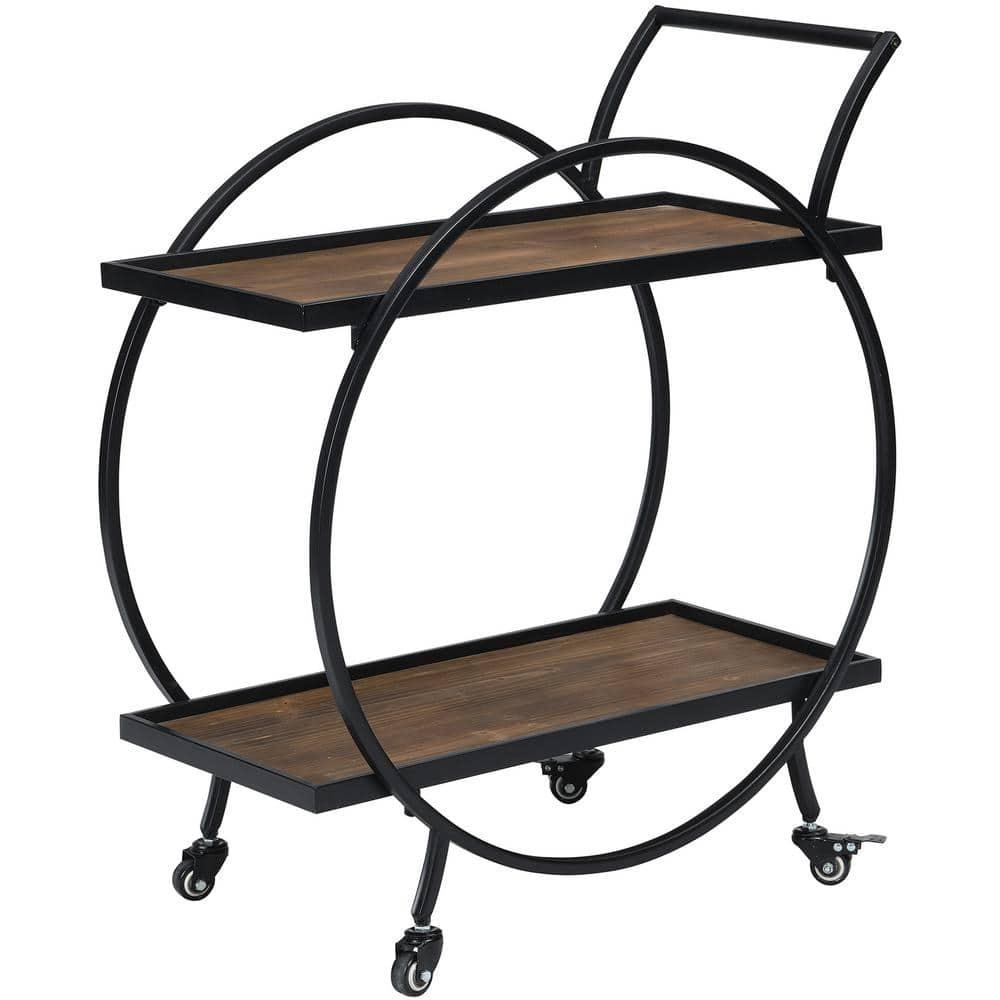 FirsTime & Co. Black and Brown Odessa Bar Cart, Industrial, Metal, 27.5 x 14 x 33 in