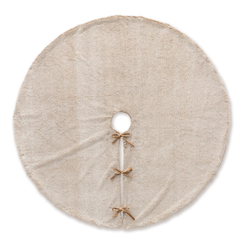 Glitzhome Solid Color Faux Fur Tree Skirt