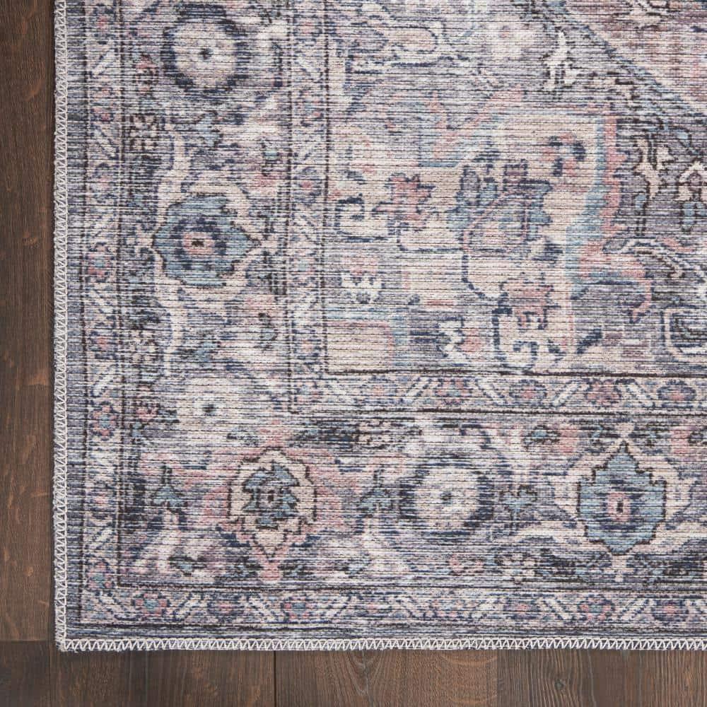 Nourison New Concept Washables Back to College 4' x 6' Grey Vintage Indoor Non-Slip Flatweave Rug
