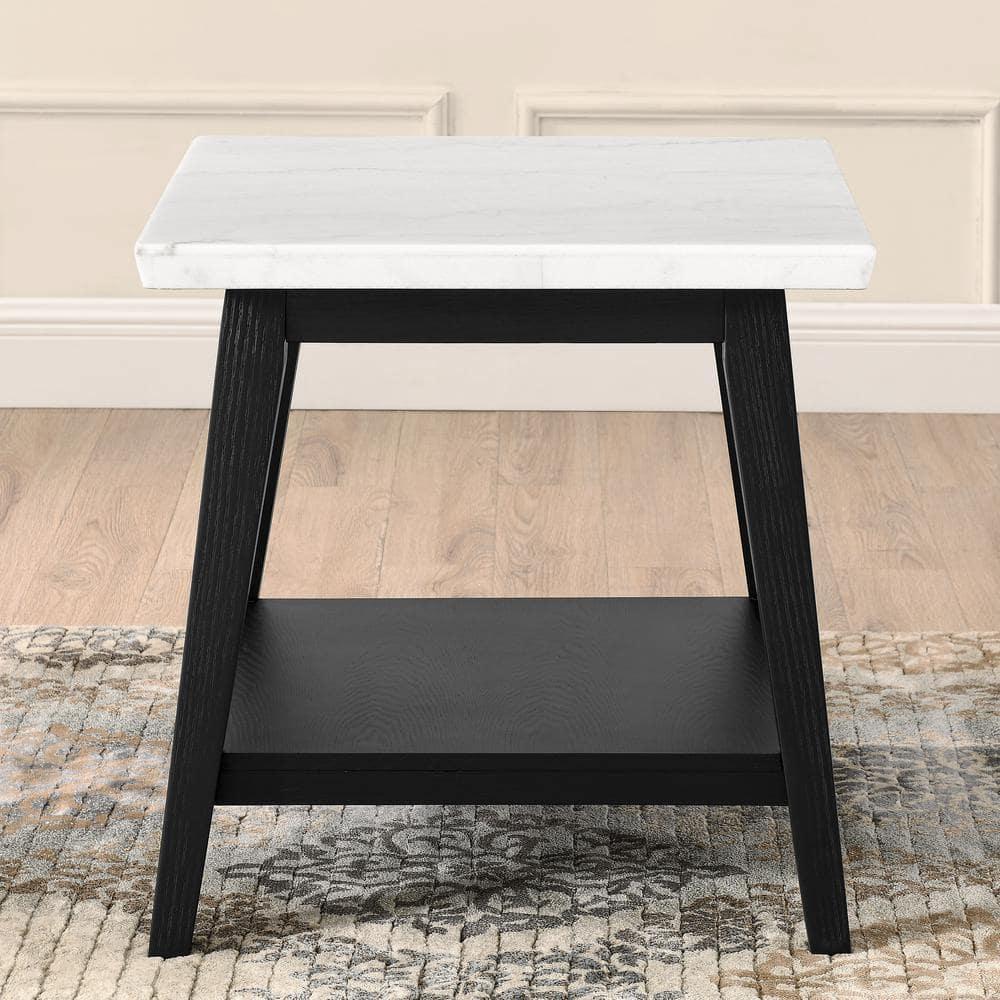 Steve Silver Vida Modern Genuine Marble Top 24" Square End Table, White