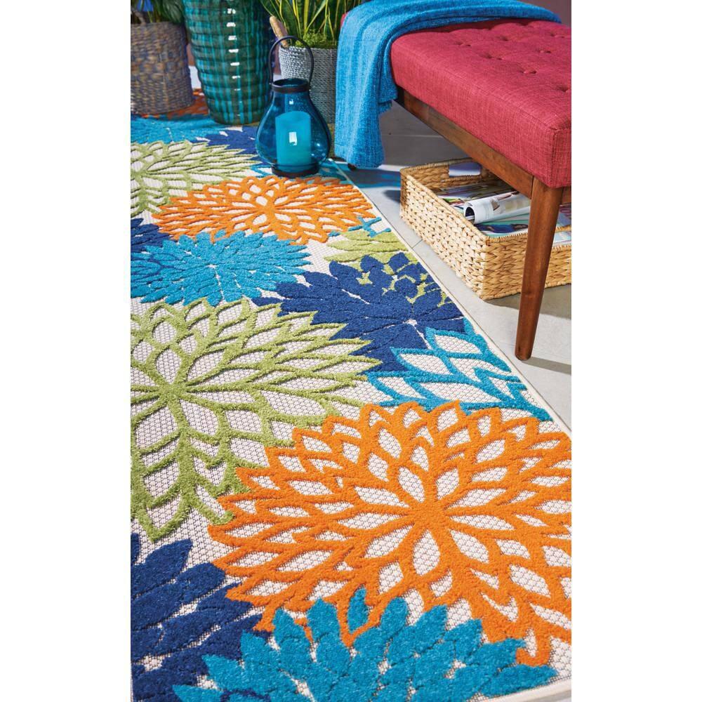 Nourison Aloha Floral Bloom Flatweave High-Low Indoor Outdoor Runner Rug Multicolor 2'3" x 10'