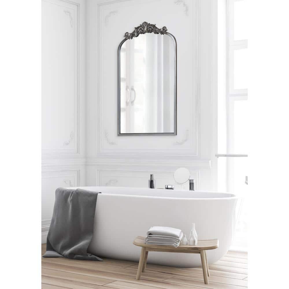 19" x 31" Arendahl Traditional Arch Decorative Wall Mirror Silver - Kate & Laurel: Metal Frame, Baroque Inspired, Easy to Hang