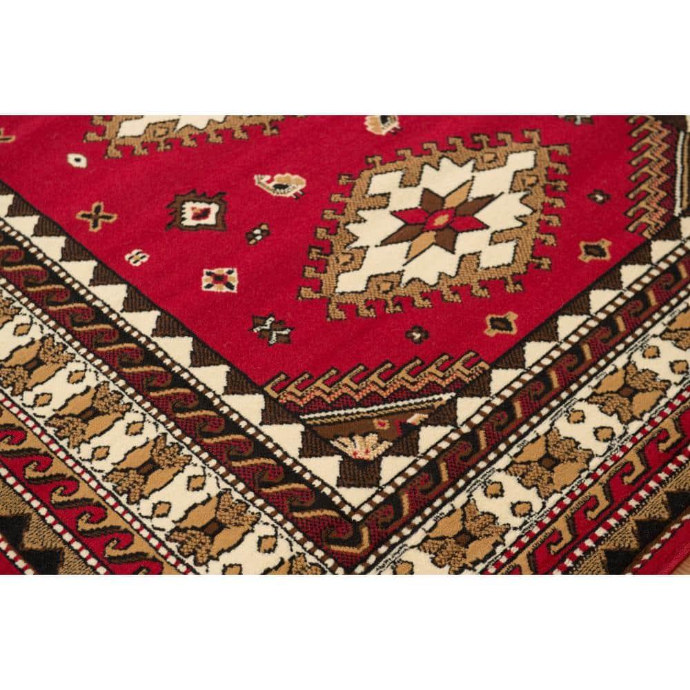 United Weavers Plaza Fleur Area Rug, Bordered Pattern, Red, 5'3" x 7'2"