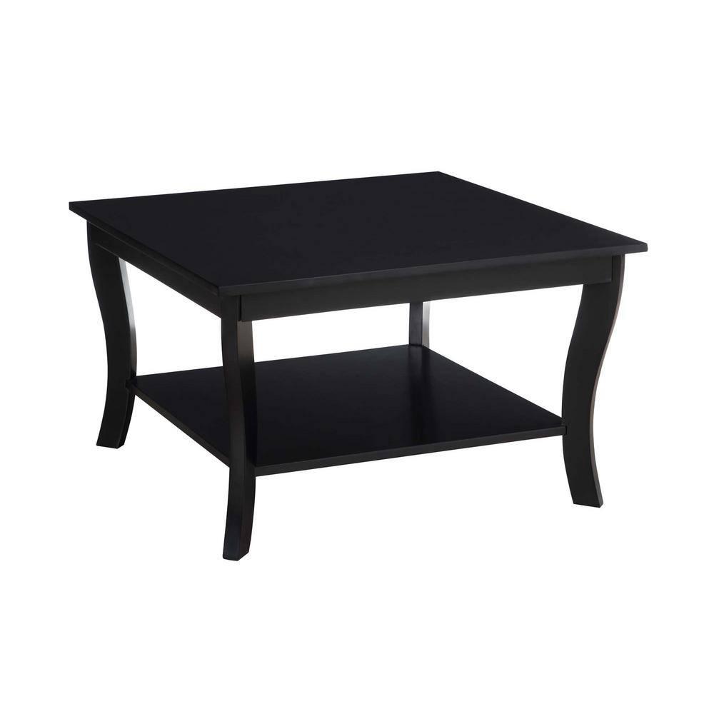 Convenience Concepts American Heritage Square Coffee Table in Black Wood Finish