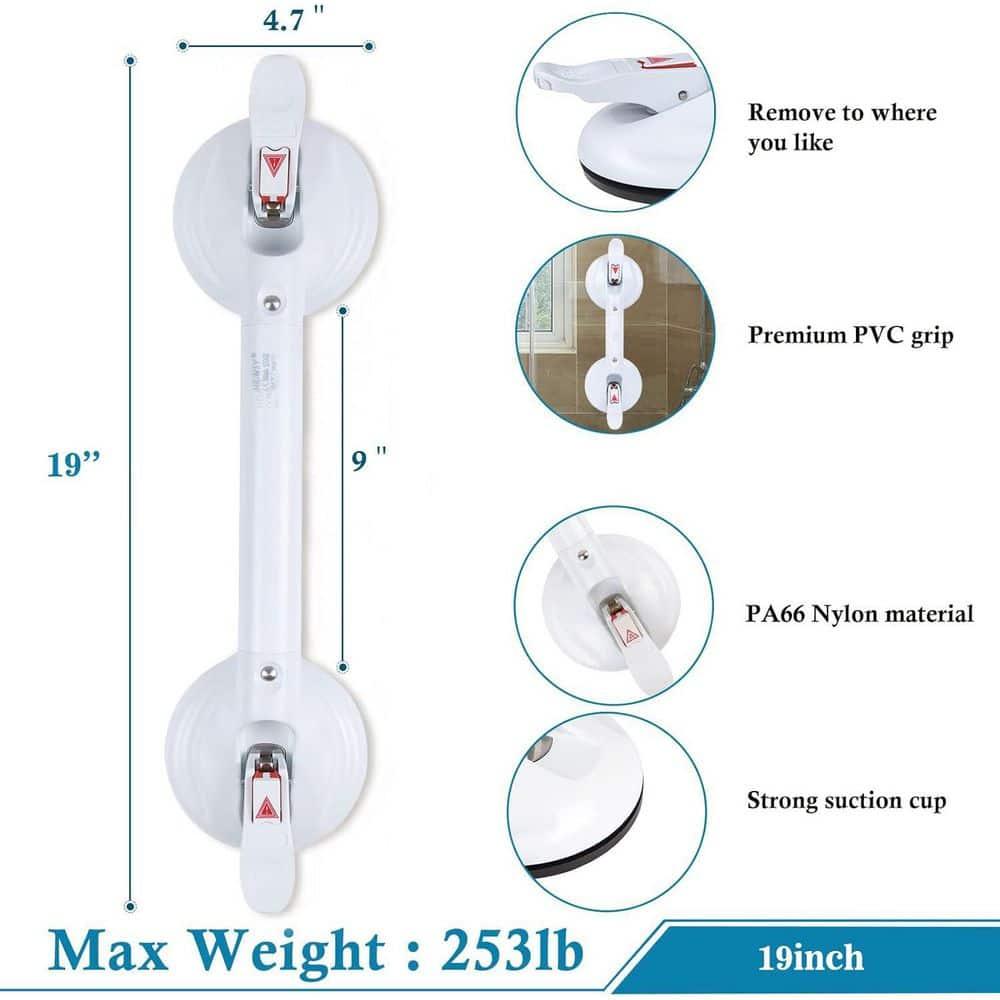 19inch Upgrade Suction Shower Grab Bar, Portable Shower Handle Bar Suction Grip Bar Bathtub Handle with Strong Hold Suction Cup Fitting and Rapid Release for Bathroom(Max Capacity :300lb