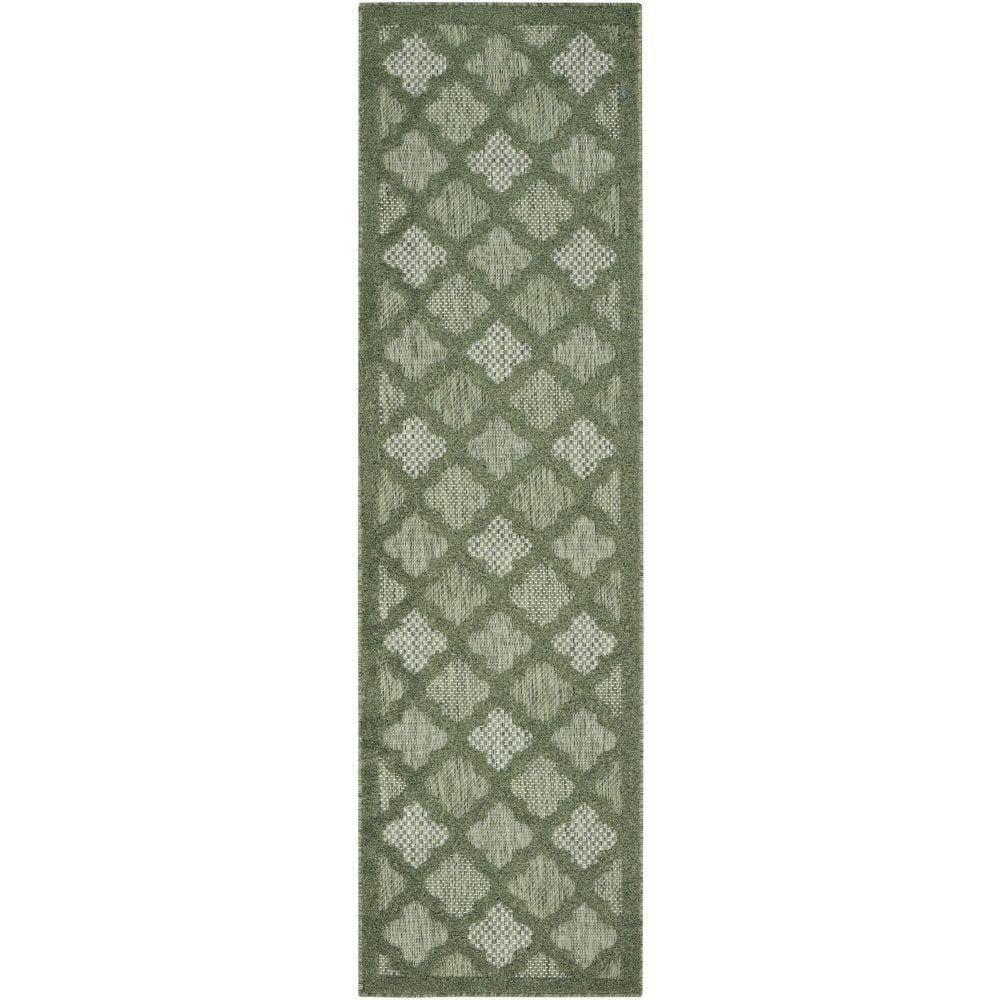 Nourison Easy Care 2'2" x 7'6 Green Modern Flatweave Indoor/Outdoor Rug