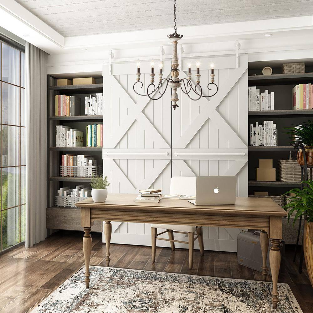 The Gray Barn French Country 6-Light Wood Chandelier Classic Farmhouse Lights - 31.1" D x 28" H