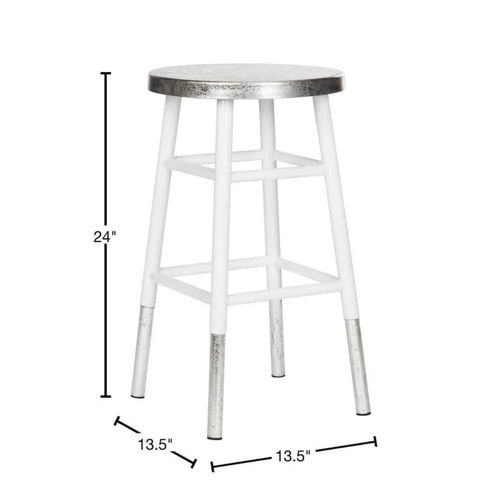 Kenzie Silver Dipped Counter Stool - FOX3211 - White/Silver - Safavieh Couture