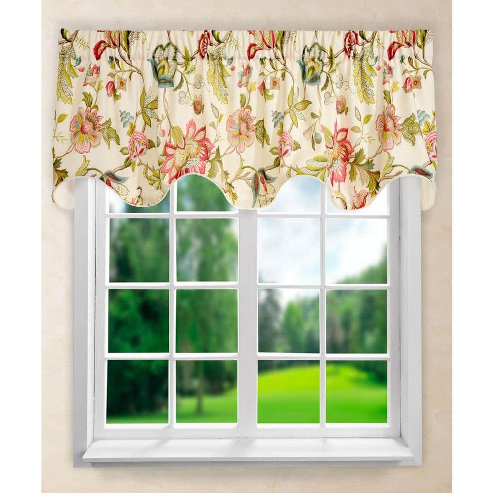 Ellis Curtain Brissac High Quality Room Darkening Natural Color Lined Scallop Window Valance - 70 x 17, Red