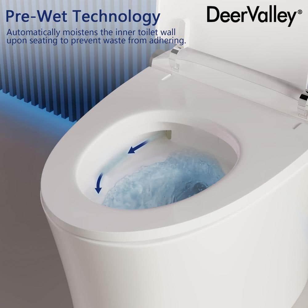 Smart Toilet with Quiet-Closed Heated Seat, Foot Kick/Off-seat/Blackout/Remote Flush, Bidet Elongated Toilet with Tankless, Gentle Night light, Remote Control, Advanced