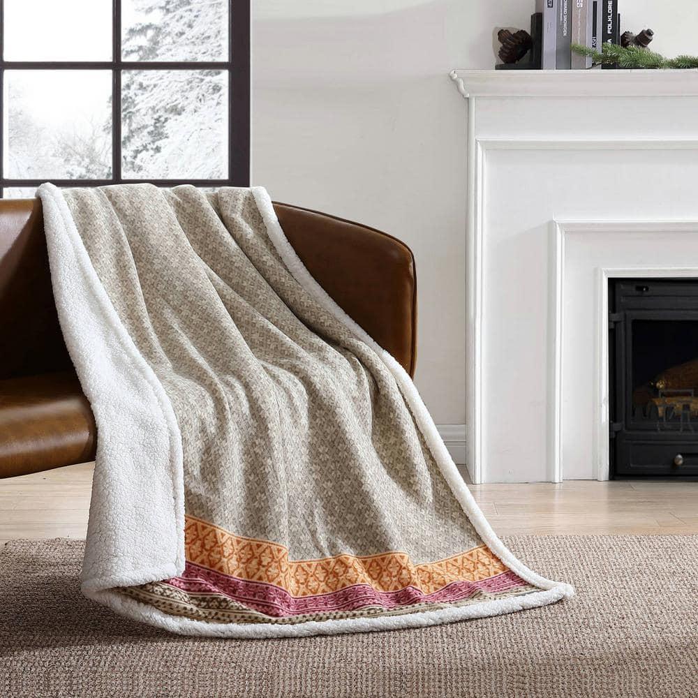 Eddie Bauer Eddie Bauer Printed Plush Fleece/Sherpa Oversized Throw Blanket