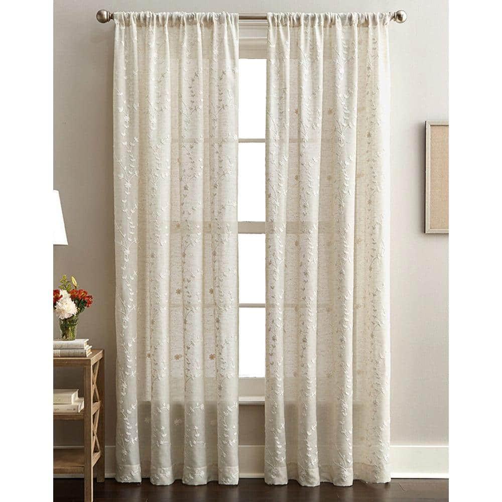 CHF Lynette Indoor, Polyester/Linen/Other Fiber, Light Filtering Single Panel Rod Pocket, 50"x95", Adult