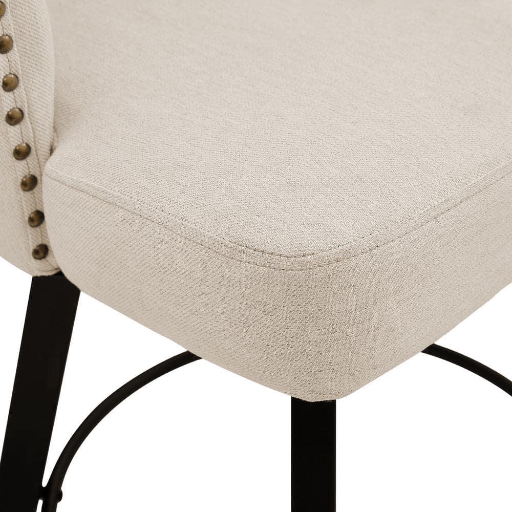 Counter Height Bar Stools Set of 3, 26" Swivel Fabric Upholstered Bar Stools with Backs and Metal Legs, Retro Counter Stools for Kitchen Island, Dining Room, Pub, Linen