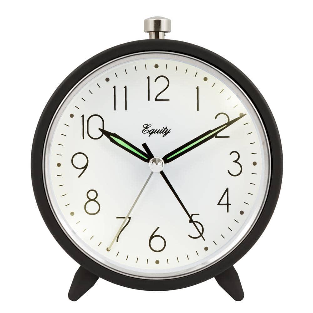 Equity 20091 5-Inch Silent Sweeping Quartz Metal Alarm Clock, Dark Gray