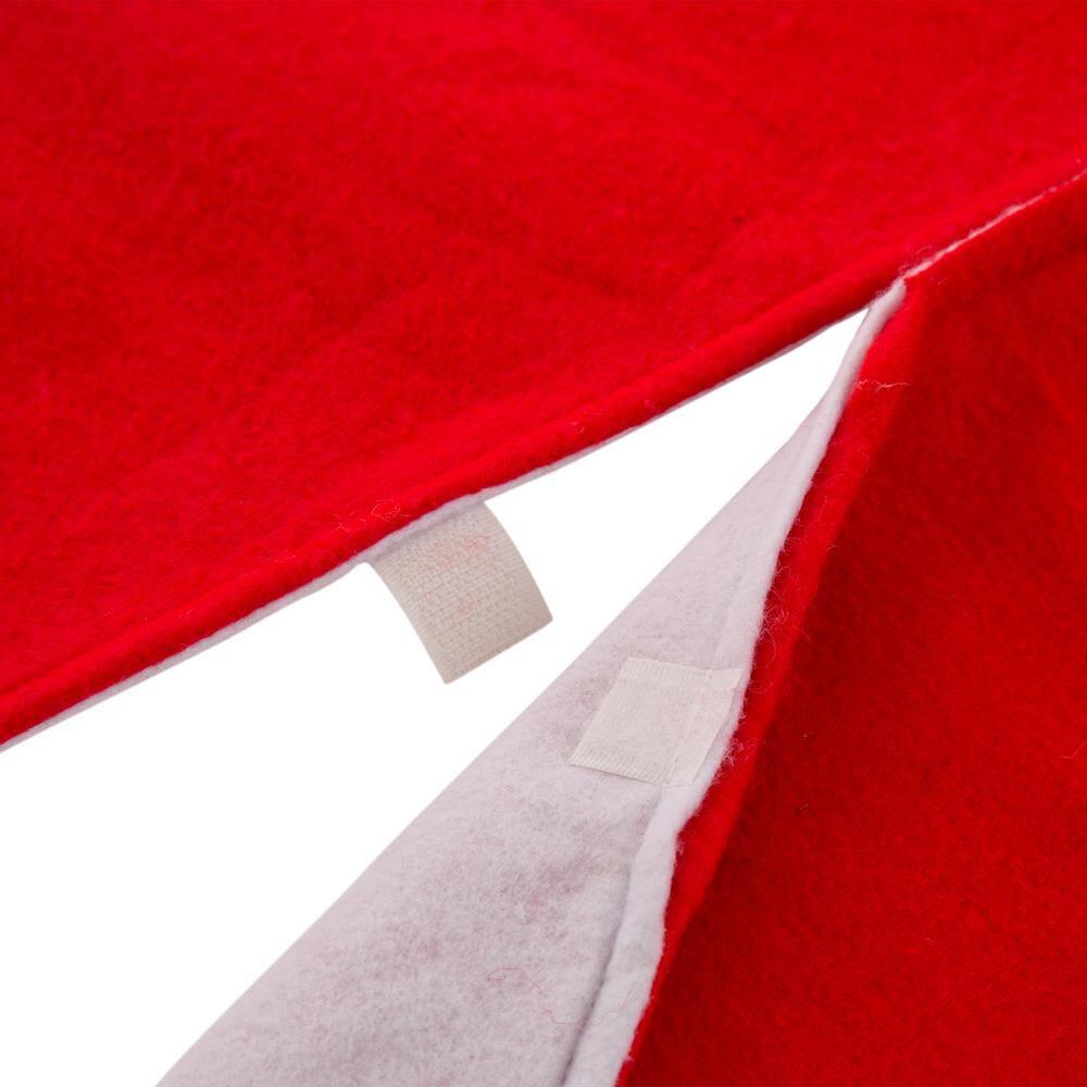 48" Red and White Felt Christmas Tree Skirt with Trim Embellishment