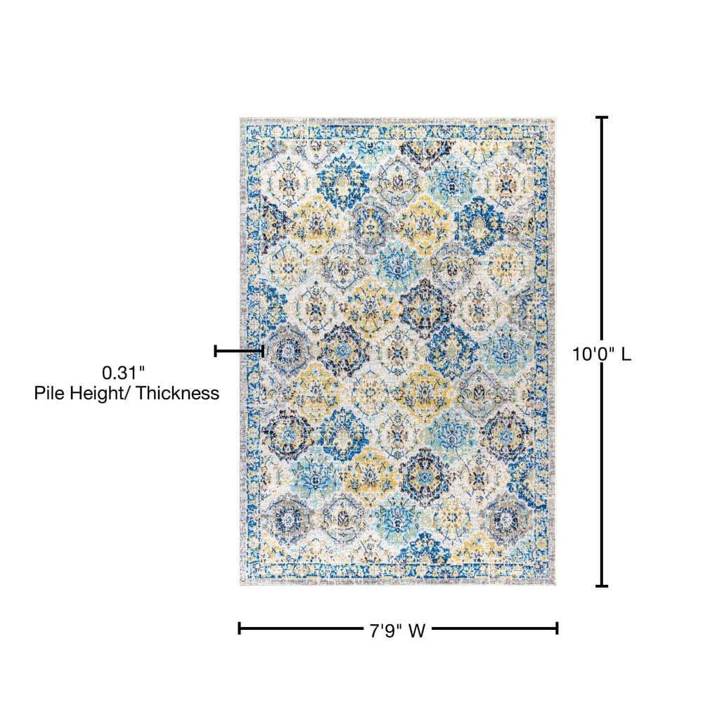 8'x10' Modern Persian Boho Vintage Trellis Area Rug, Blue/Multi - JONATHAN Y