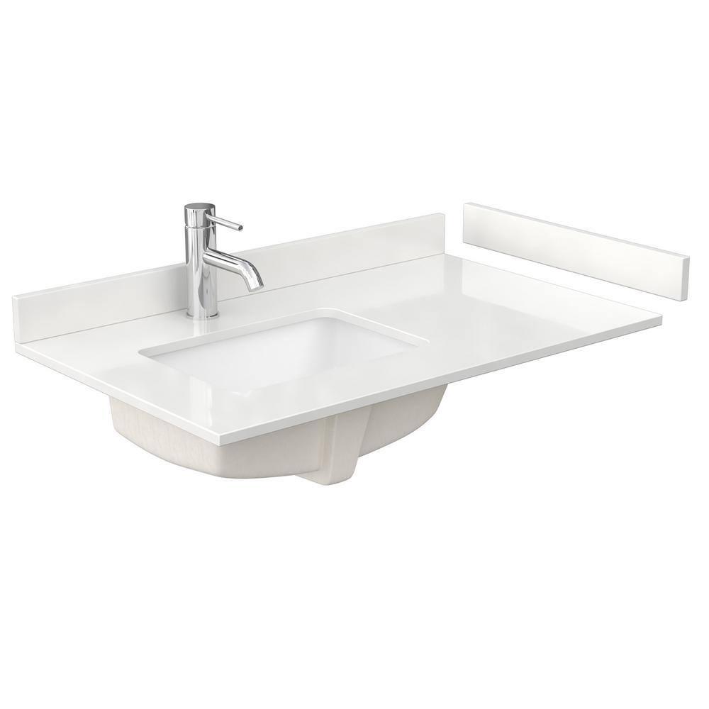 Wyndham Collection Beckett 36" Freestanding Single Bathroom Vanity with Quartz Top