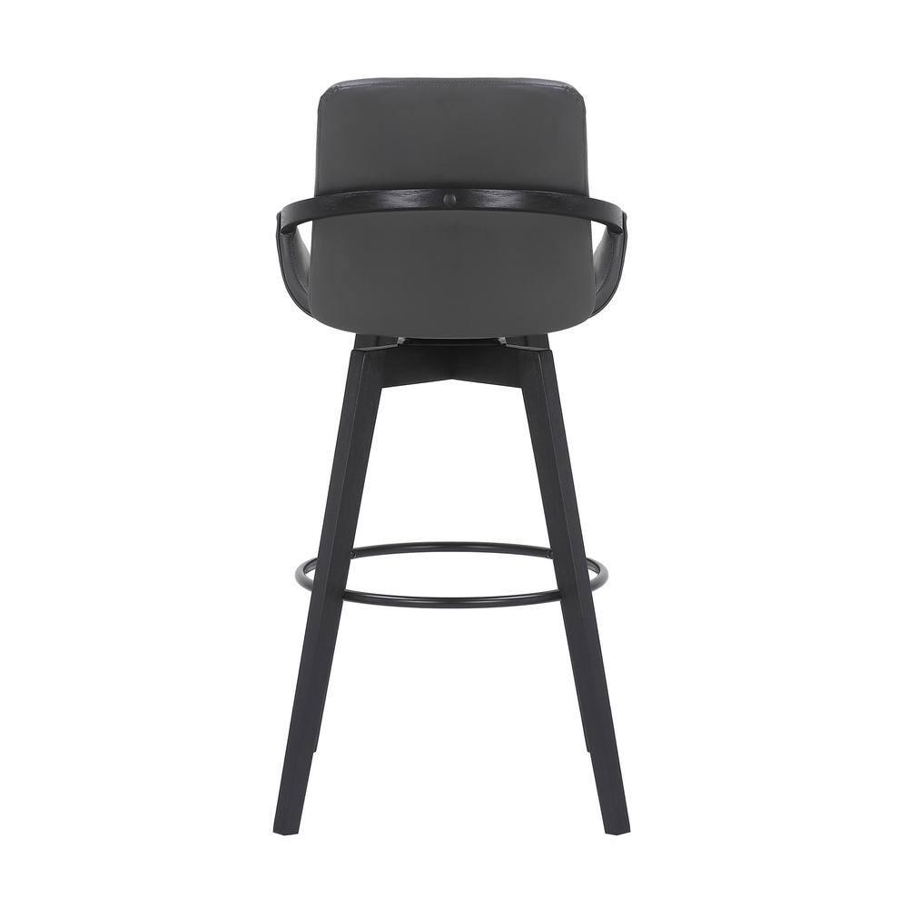 30" Baylor Faux Leather Wood Swivel Barstool Gray/Black - Armen Living