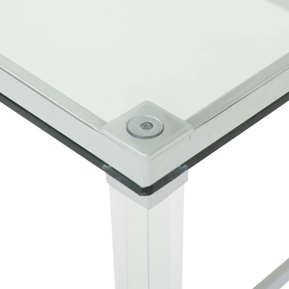 Noble House Liat Modern Tempered Glass Rectangular Coffee Table with Acrylic and Iron Accents