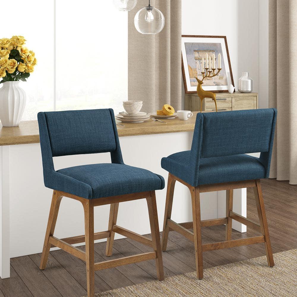 36.25" Boomerang Counter Height Barstool Navy - Ink+Ivy