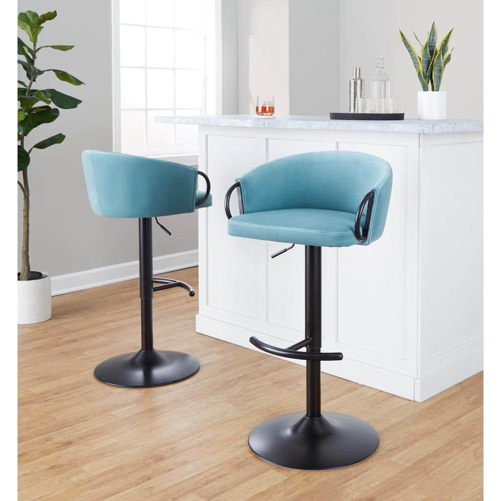 LumiSource Swivel Upholstered Adjustable Height Counter Stool with Metal Frame