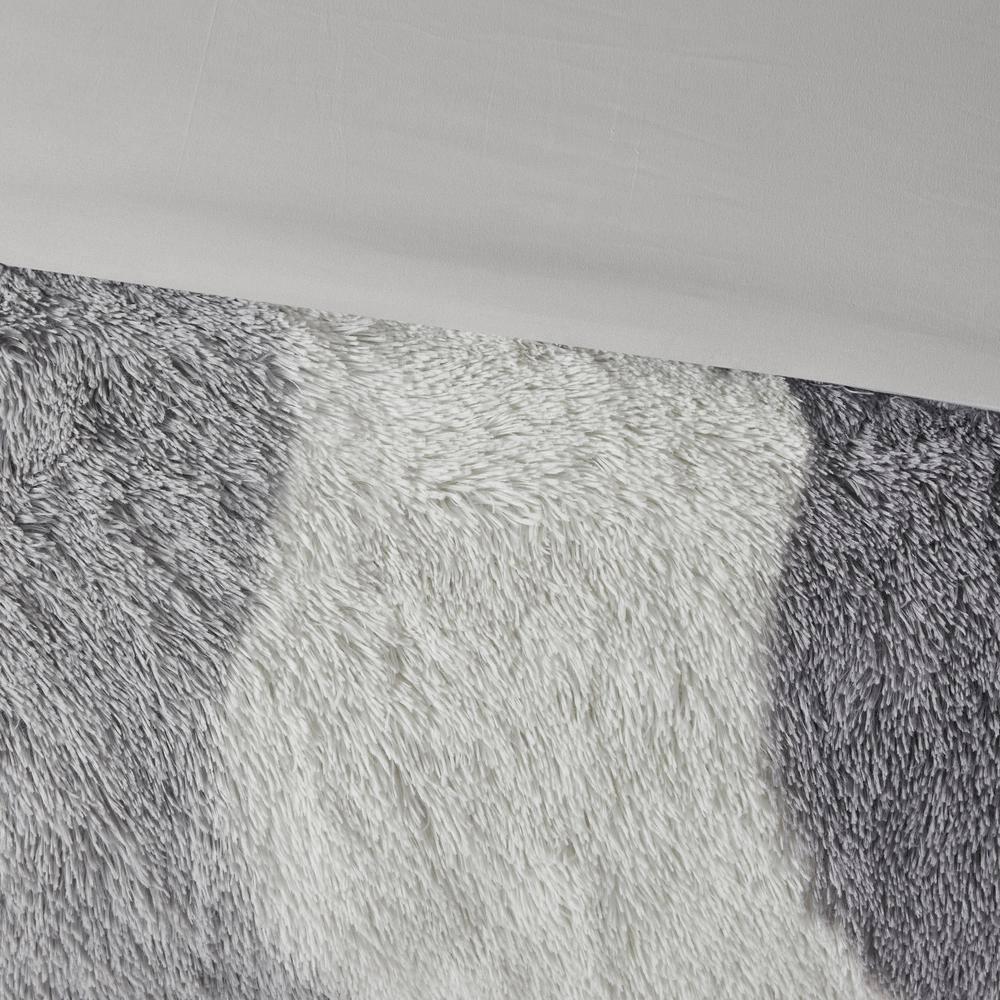 Intelligent Design 3pc Full/Queen Rachel Ombre Shaggy Faux Fur Comforter Set Gray: Hypoallergenic, Contemporary Style