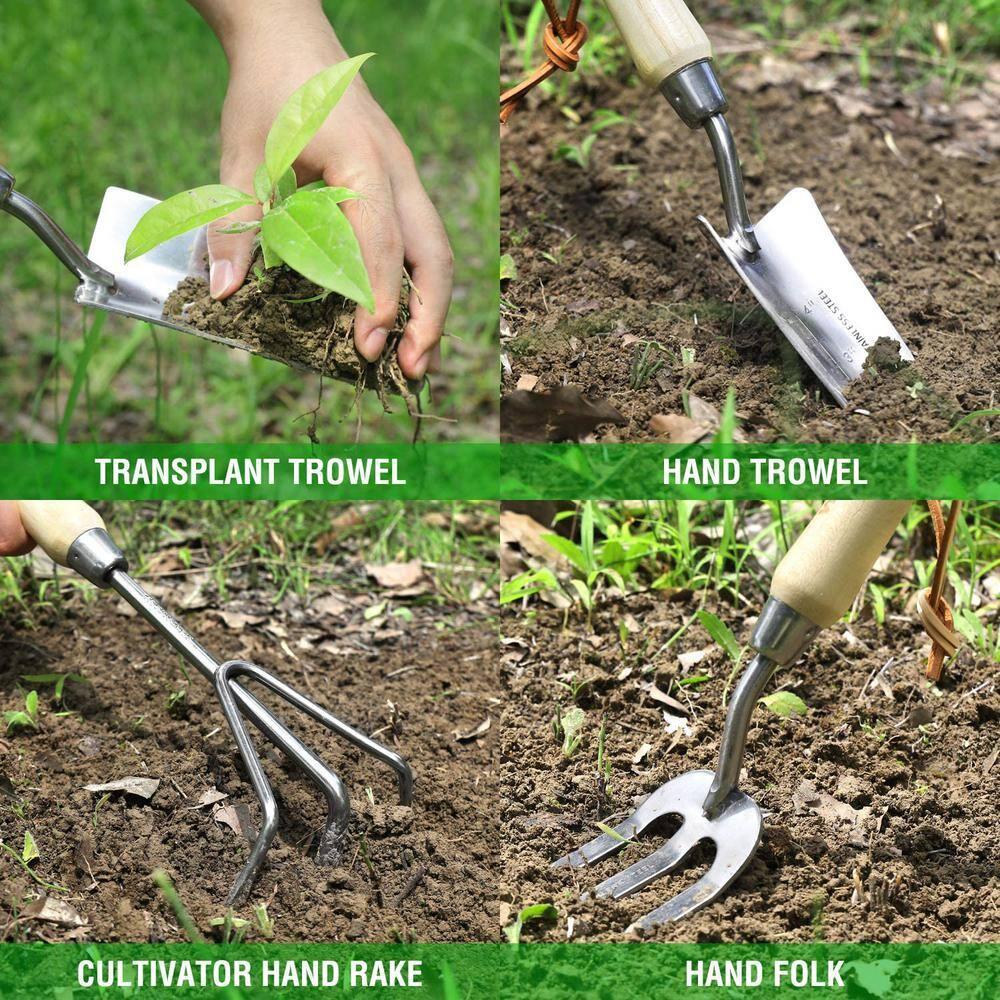 WORKPRO Garden Tools Set, 7 Piece Stainless Steel Heavy Duty Gardening Tools with Wooden Handle