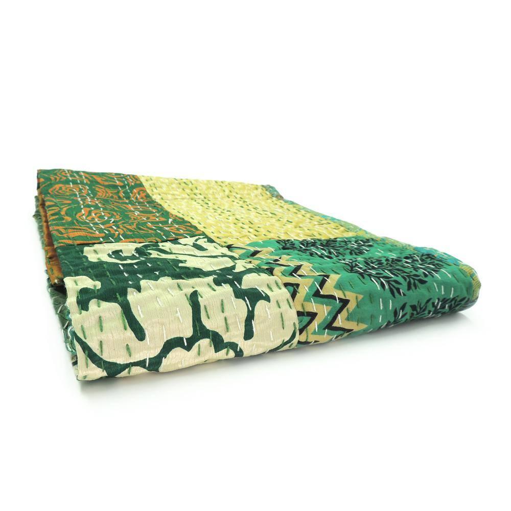 Rajani Home Handmade Kantha Silk Blend Throw Blanket