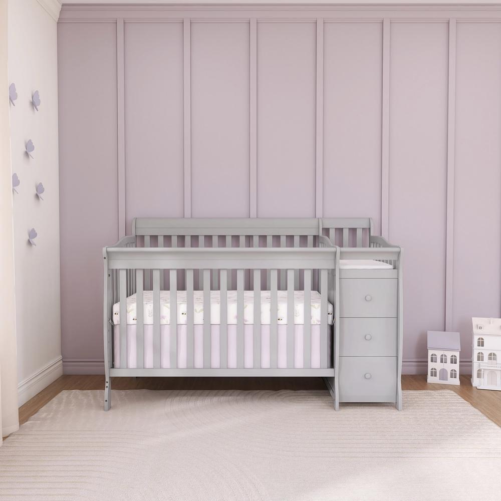 Pebble Grey Pine 5-in-1 Convertible Crib with Changer