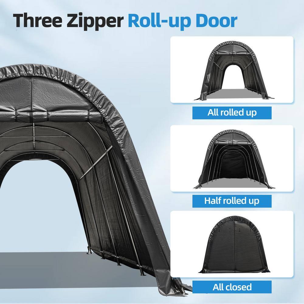 EROMMY Erommy 10 Ft. W x 20 Ft. D Galvanized Steel Portable Garage, Anti-Snow Carport, Storage Shed Canopy