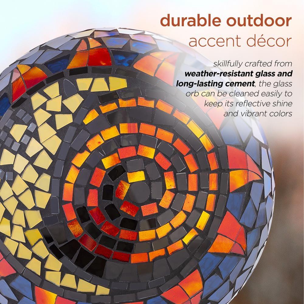 Alpine Corporation 10" Glass Mosaic Sun and Moon Gazing Globe, Multicolor