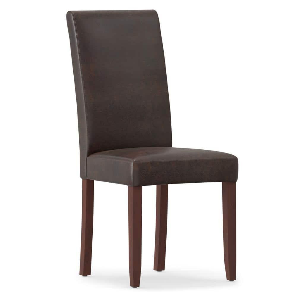 Simpli Home Acadian Andover Upholstered Parson Dining Chair with Tufted Backrest and Solid Wood Frame (Set of 2)