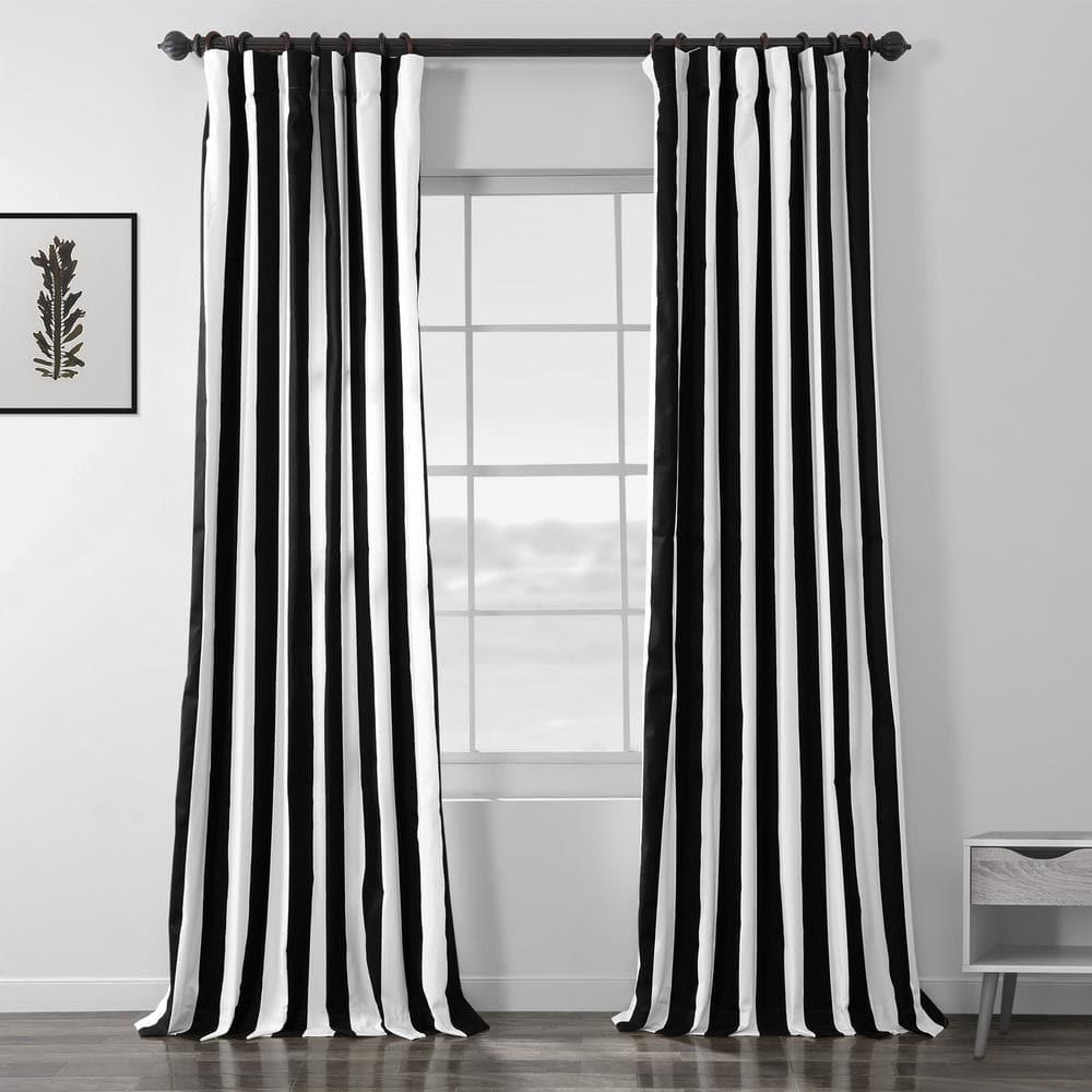 Cabana Black Printed Cotton Curtain (1 Panel), Cabana Black, 50W X 120L