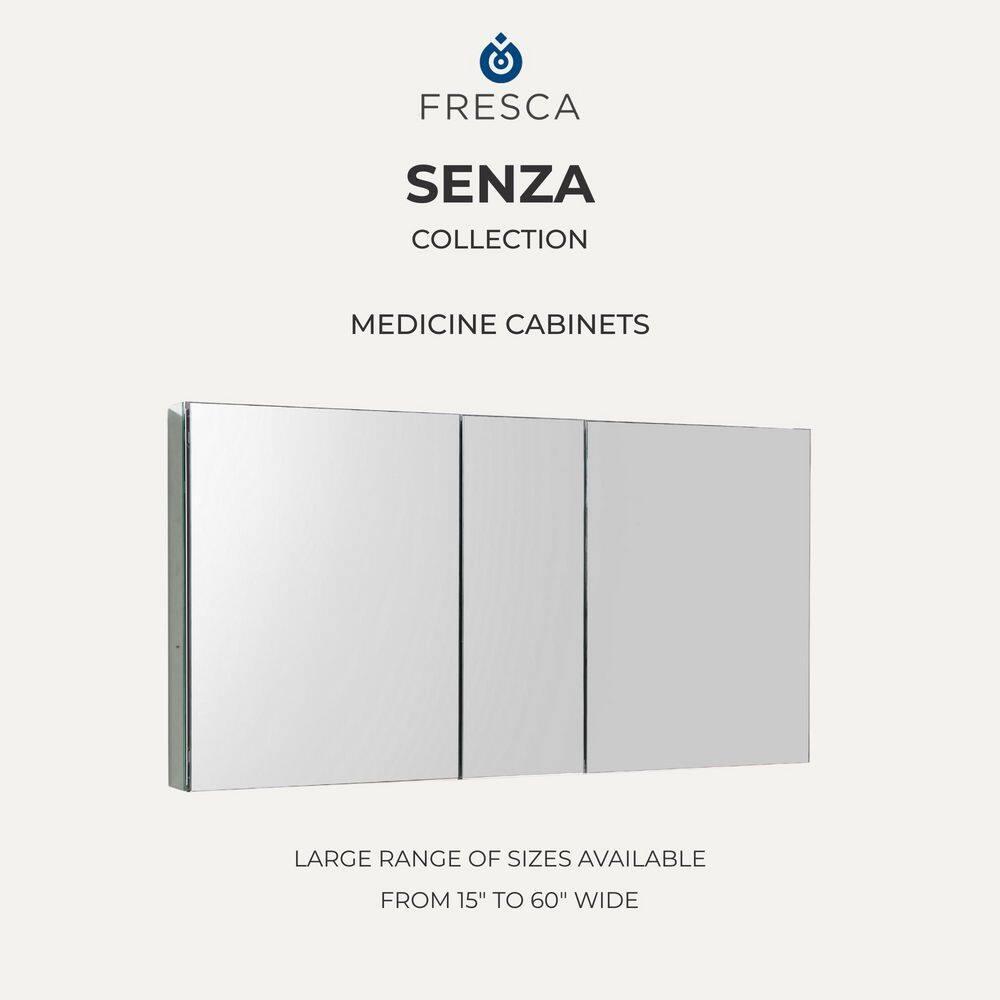 Senza Recessed/Surface Mount Rectangular Frameless Bathroom Medicine Cabinet