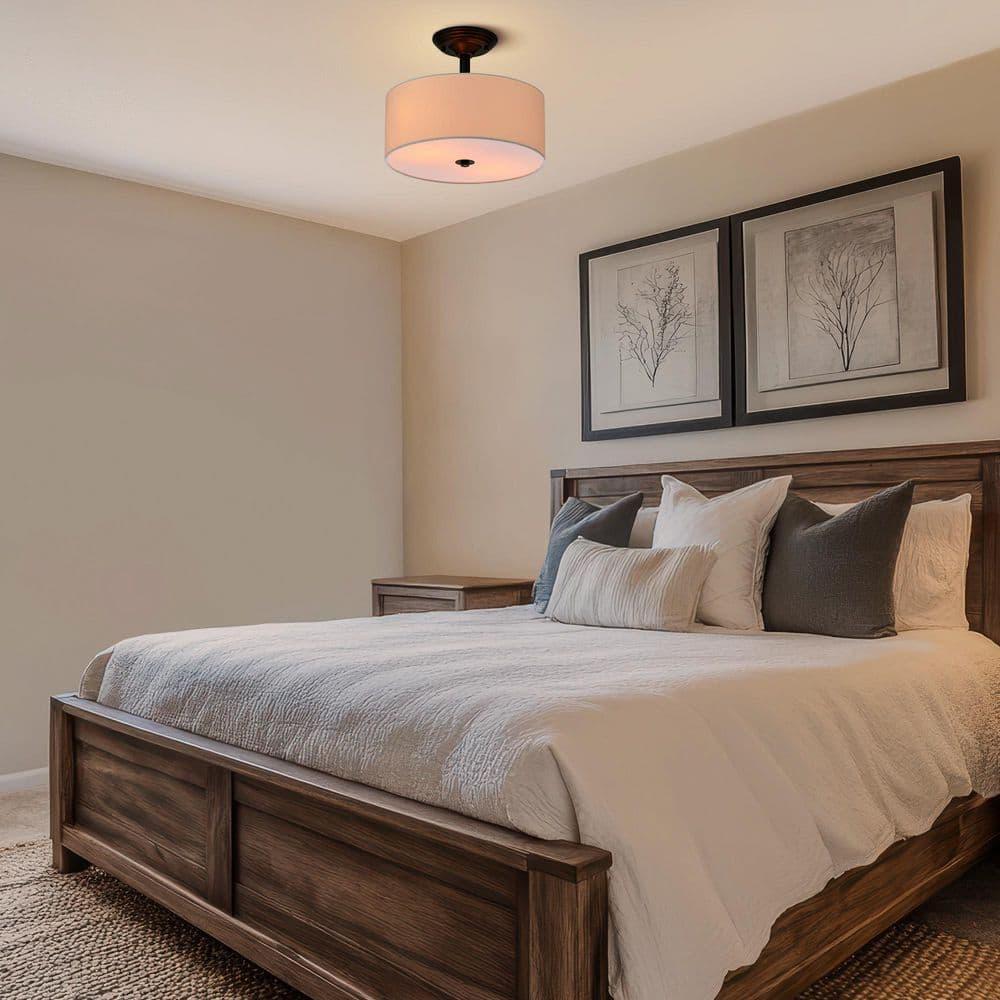 Trade Winds Cassie Drum Semi-Flush Mount Ceiling Light in Matte Black