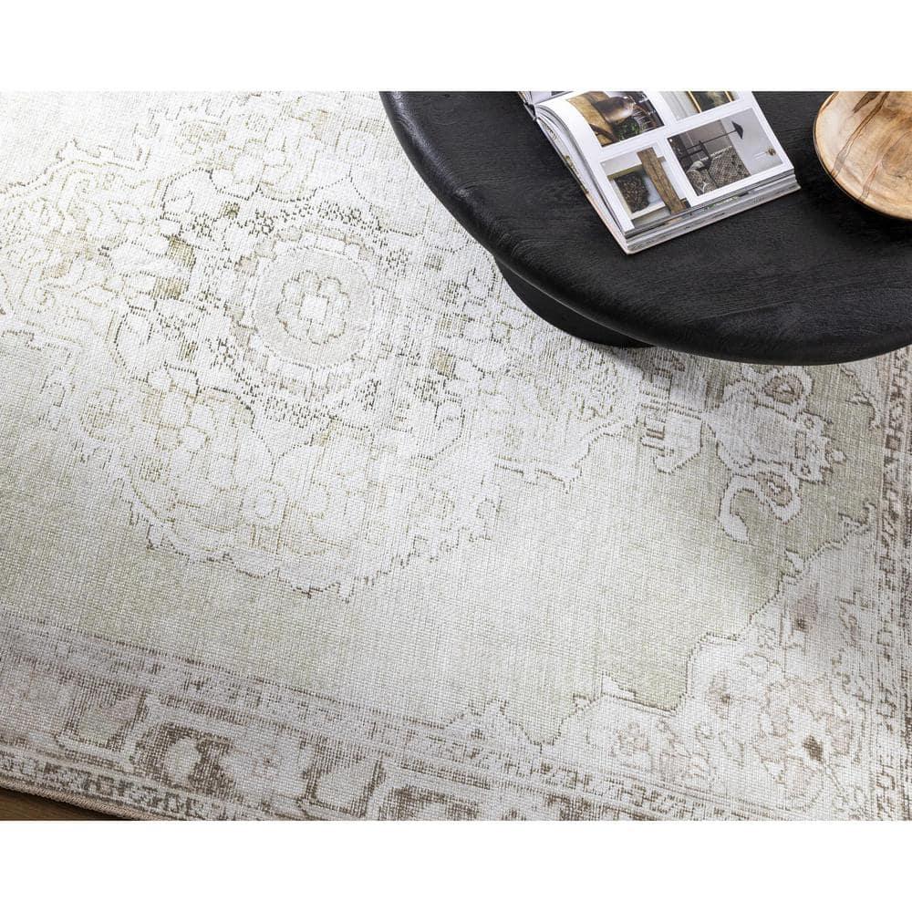 Our PNW Home x Livabliss Our PNW Home x Livabliss Machine Washable Oriental Boho Cream Light Brown Area Rug