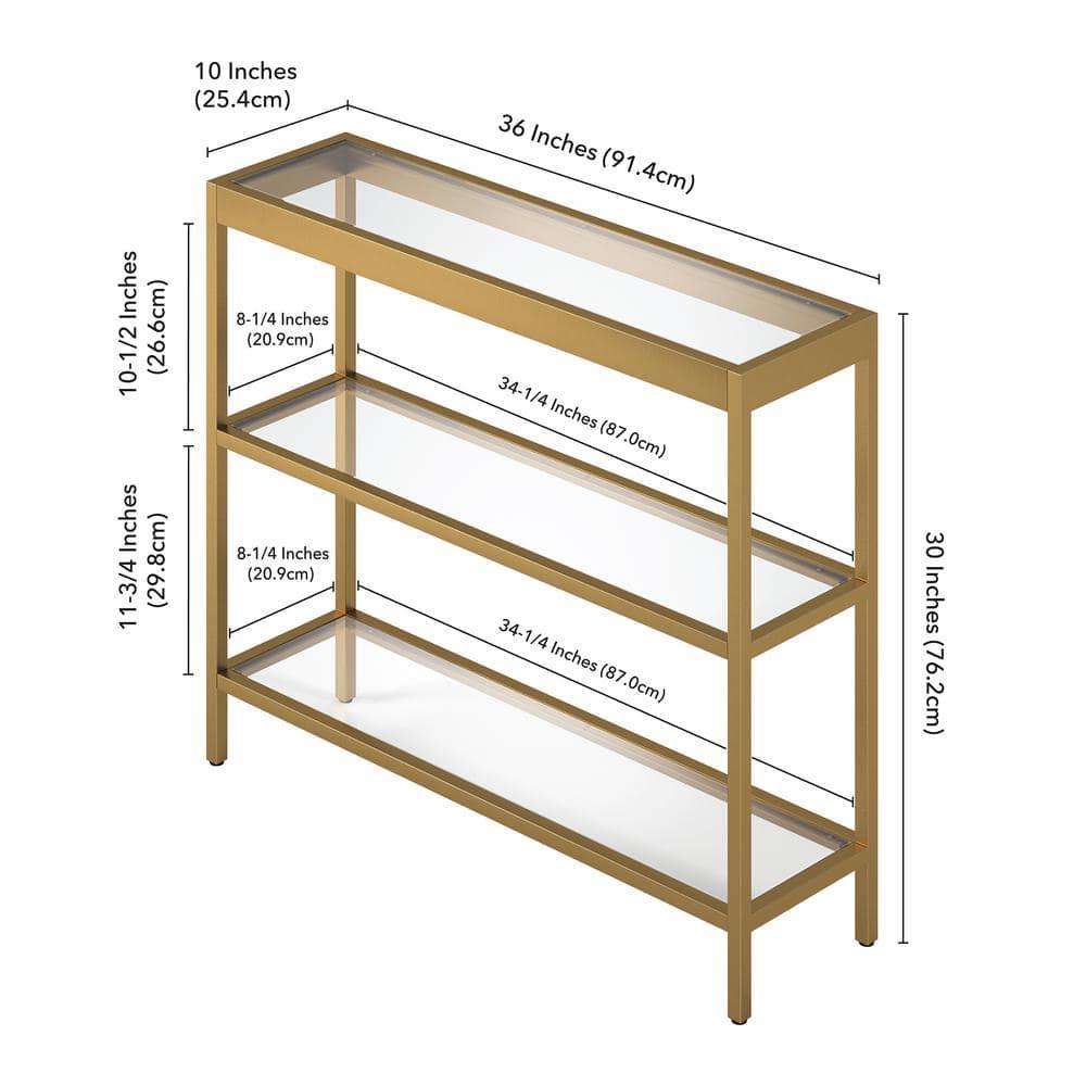 Evelyn&Zoe Alexis 36" Wide Rectangular Console Table, Brass