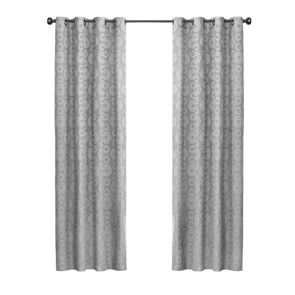 Achim Constellation Jacquard Circles Grommet Light Filtering Curtain Panel, Grey, 52" x 84"
