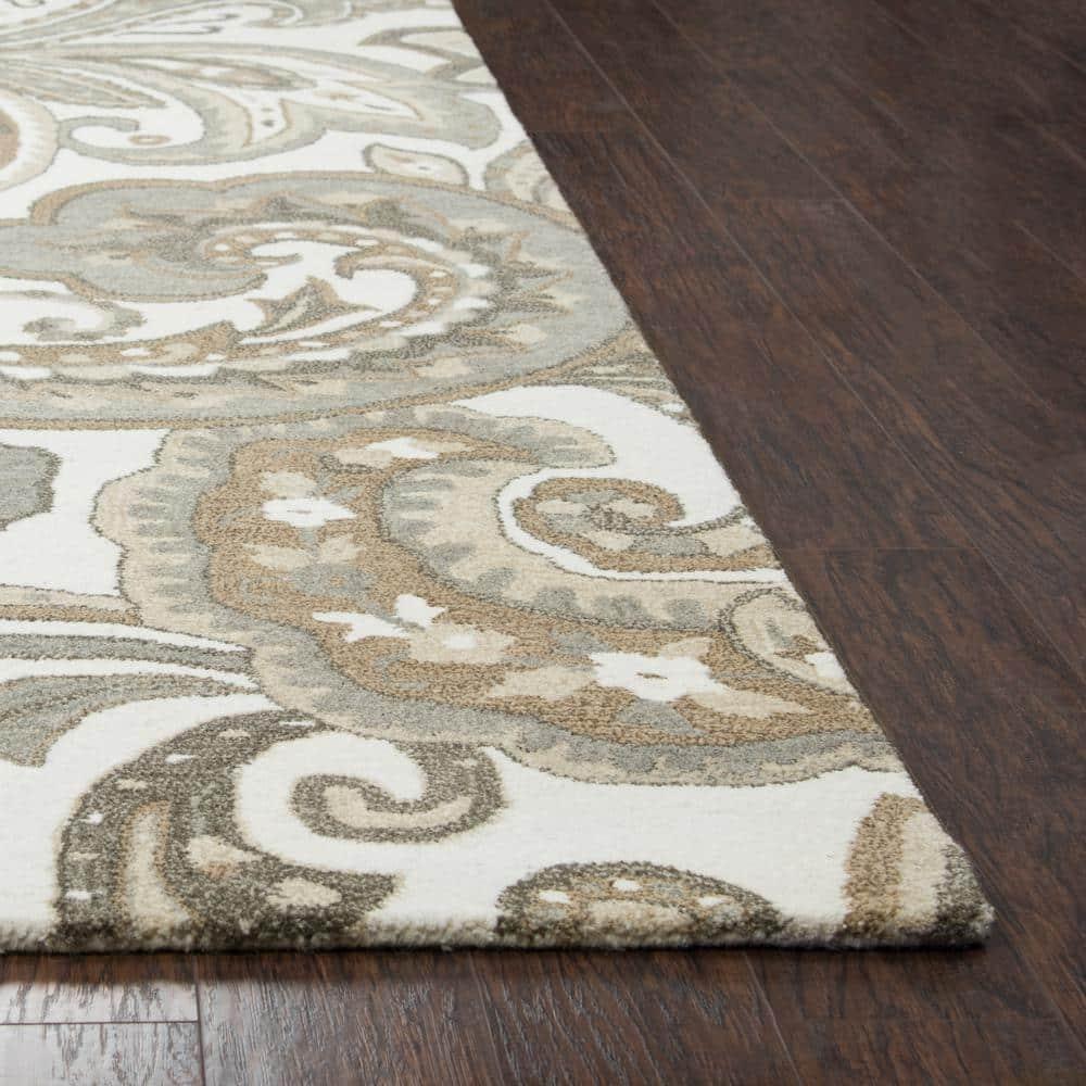 Alora Decor Makalu 5' x 8' Paisley Beige/Natural Hand-Tufted Area Rug
