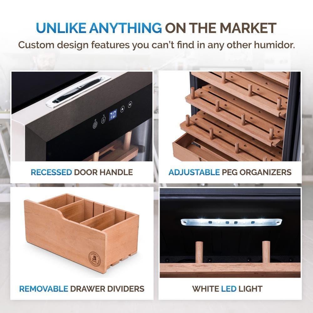 Newair Newair x Boveda 500 Count Electric Humidor, Spanish Cedar Shelves, Temperature Control,Cigar Humidor