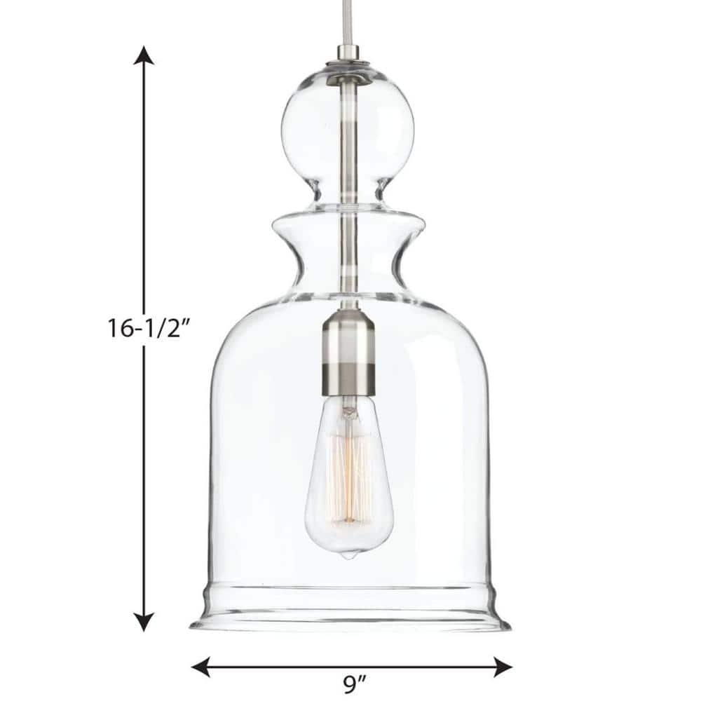 Progress Lighting, Staunton Collection, 1-Light Wall Sconce, Brushed Nickel, Clear Glass Shade