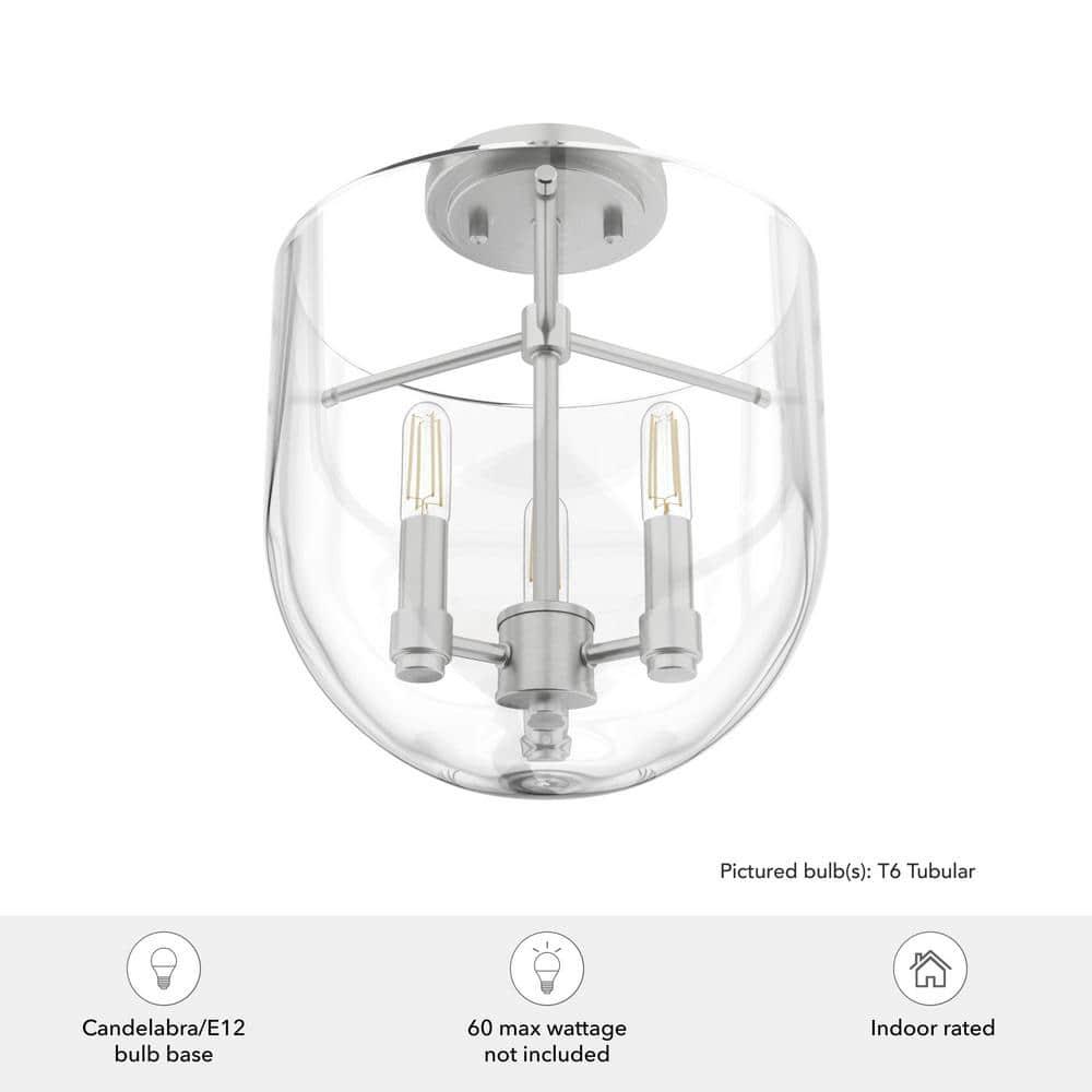 Hunter Sacha Natural Iron 3 Light Flush Mount Ceiling Light Fixture